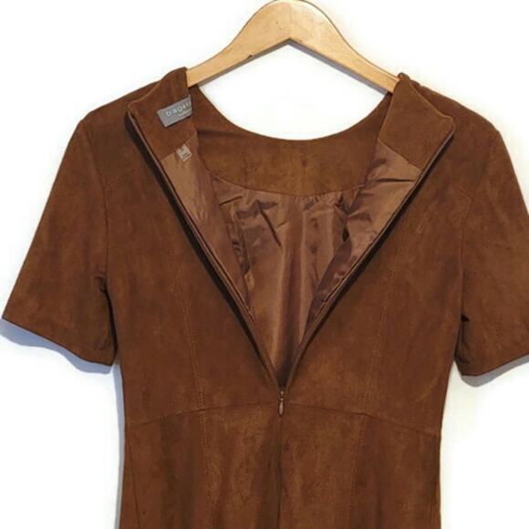 Bagatelle Brown Faux Suede Mini Dress Short Sleeve Crew Neck Fall Chic Casual S - Picture 8 of 12